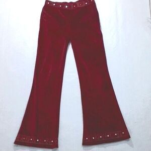 Synergy size medium velvety maroon Flared leg pants embellished at hem/waist